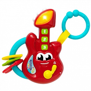 Музыкальная подвеска Гитара, с прорезывателями, свет и звук (Clementoni, 35383)